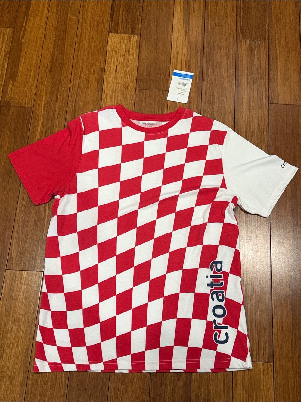 NWT Croatia Red & White Checkerboard Short Sleeve Tee